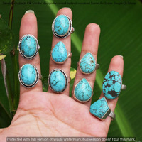 Turquoise 10 Piece Wholesale Ring Lots 925 Sterling Silver Ring NRL-601