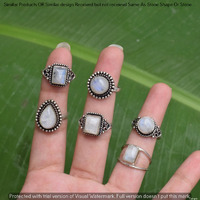 Rainbow Moonstone 10 Piece Wholesale Ring Lots 925 Sterling Silver Ring NRL-600