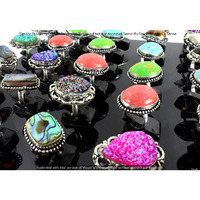 Coral & Mixed 10 Piece Wholesale Ring Lots 925 Sterling Silver Ring NRL-590