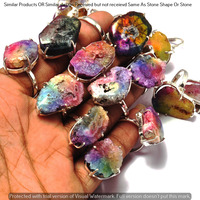 Rainbow Druzy 10 Piece Wholesale Ring Lots 925 Sterling Silver Ring NRL-577