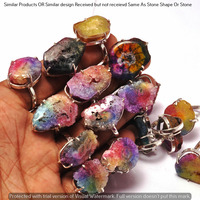 Rainbow Druzy 10 Piece Wholesale Ring Lots 925 Sterling Silver Ring NRL-576