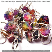 Rainbow Druzy 10 Piece Wholesale Ring Lots 925 Sterling Silver Ring NRL-575