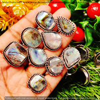 Abalone Shell 10 Piece Wholesale Ring Lots 925 Sterling Silver Ring NRL-563