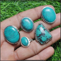 Turquoise 5 Piece Wholesale Ring Lots 925 Sterling Silver Ring NRL-531
