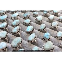 Real Larimar 5 Piece Wholesale Ring Lots 925 Sterling Silver Ring NRL-527