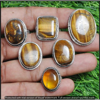 Tiger Eye 5 Piece Wholesale Ring Lots 925 Sterling Silver Ring NRL-524