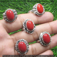 Coral 5 Piece Wholesale Ring Lots 925 Sterling Silver Ring NRL-500