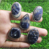 Sodalite 100 Piece Wholesale Ring Lot 925 Sterling Silver Ring NRL-4628
