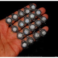 Rainbow Moonstone 100 Piece Wholesale Ring Lot 925 Sterling Silver Ring NRL-4538