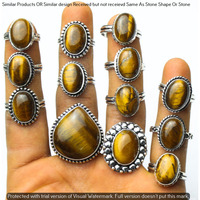 Tiger Eye 50 Piece Wholesale Ring Lots 925 Sterling Silver Ring NRL-4441