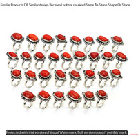 Coral 50 Piece Wholesale Ring Lots 925 Sterling Silver Ring NRL-4382