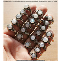 Rainbow Moonstone 50 Piece Wholesale Ring Lots 925 Sterling Silver Ring NRL-4181