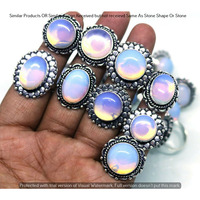 Opalite 50 Piece Wholesale Ring Lots 925 Sterling Silver Ring NRL-3999