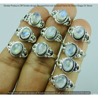 Rainbow Moonstone 50 Piece Wholesale Ring Lots 925 Sterling Silver Ring NRL-3975