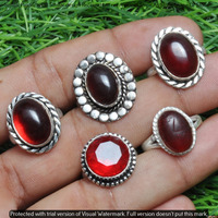 Garnet 5 Piece Wholesale Ring Lots 925 Sterling Silver Ring NRL-377