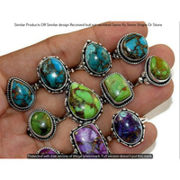 Copper Turquoise 25 Piece Wholesale Ring Lots 925 Sterling Silver Ring NRL-2508