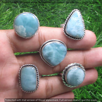 Real Larimar 5 Piece Wholesale Ring Lots 925 Sterling Silver Ring NRL-193