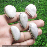 Rainbow Moonstone 5 Piece Wholesale Ring Lots 925 Sterling Silver Ring NRL-189
