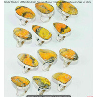 Bumble bee Jasper 15 Piece Wholesale Ring Lots 925 Sterling Silver Ring NRL-1427