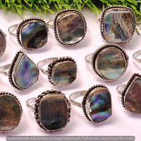 Abalone Shell 15 Piece Wholesale Ring Lots 925 Sterling Silver Ring NRL-1117