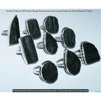 Black Tourmaline 5 Pcs Wholesale Lot Ring 925 Silver Plated Ring NR-634