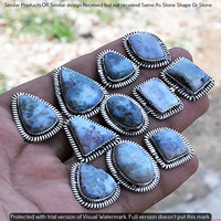 Real Larimar 5 Pcs Wholesale Lot Ring 925 Silver Plated Ring NR-520