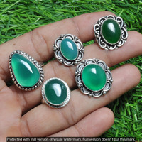 Green Onyx 5 Pcs Wholesale Lot Ring 925 Silver Plated Ring NR-560