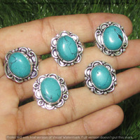 Turquoise 5 Pcs Wholesale Lot Ring 925 Silver Plated Ring NR-398