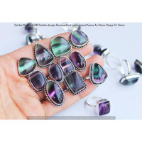 Fluorite 5 Pcs Wholesale Lot Ring 925 Silver Plated Ring NR-339