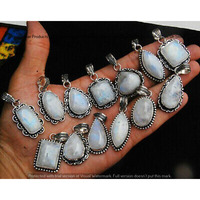 Rainbow Moonstone 5 Pcs Wholesale Lot 925 Silver Plated Jewelry NP-17-608