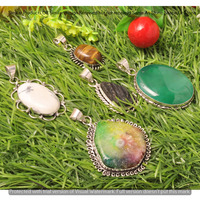 Druzy & Multi 5 Pcs Wholesale Lot 925 Sterling Silver Plated Jewelry NP-17-602