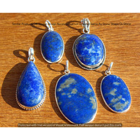Lapis Lazuli 5 Pcs Wholesale Lot 925 Sterling Silver Plated Jewelry NP-17-543