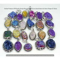 Titanium Druzy 5 Pcs Wholesale Lot 925 Sterling Silver Plated Jewelry NP-17-533