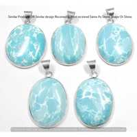 Larimar 5 Pcs Wholesale Lot 925 Sterling Silver Plated Jewelry NP-17-317