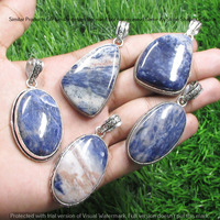 Sodalite 5 Pcs Wholesale Lot 925 Sterling Silver Plated Jewelry NP-17-277