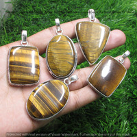 Tiger Eye 5 Pcs Wholesale Lot 925 Sterling Silver Plated Jewelry NP-17-269