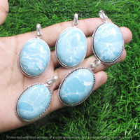 Larimar 5 Pcs Wholesale Lot 925 Sterling Silver Plated Jewelry NP-17-267