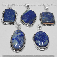 Lapis Lazuli 5 Pcs Wholesale Lot 925 Sterling Silver Plated Jewelry NP-17-259