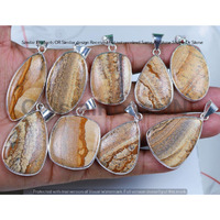 Picture Jasper 5 Pcs Wholesale Lot 925 Sterling Silver Plated Jewelry NP-17-249