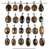 Tiger Eye 5 Pcs Wholesale Lot 925 Sterling Silver Plated Jewelry NP-17-215
