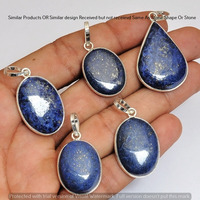Lapis Lazuli 5 Pcs Wholesale Lot 925 Sterling Silver Plated Jewelry NP-17-174