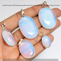 Opalite 5 Pcs Wholesale Lot 925 Sterling Silver Plated Jewelry NP-17-172