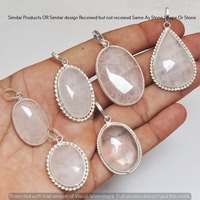 Rose Quartz 5 Pcs Wholesale Lot 925 Sterling Silver Plated Jewelry NP-17-136