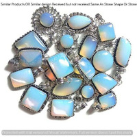 Opalite 5 Pcs Wholesale Lot 925 Sterling Silver Plated Jewelry NP-14-250