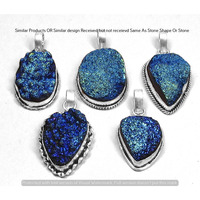 Titanium Druzy 5 Pcs Wholesale Lot 925 Sterling Silver Plated Jewelry NP-13-264