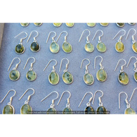 Prehnite 15 Pair Wholesale Lot 925 Sterling Silver Earring NLE-993