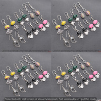 Coral & Mixed 15 Pair Wholesale Lot 925 Sterling Silver Earring NLE-975