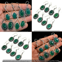 Green Onyx 15 Pair Wholesale Lot 925 Sterling Silver Earring NLE-964