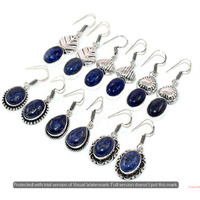 Lapis Lazuli 15 Pair Wholesale Lot 925 Sterling Silver Earring NLE-910