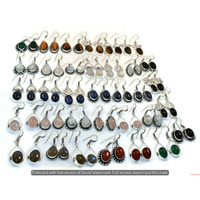 Tiger Eye & Mixed 15 Pair Wholesale Lot 925 Sterling Silver Earring NLE-907